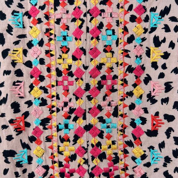 Savanna Jane Animal Print Embroidered Boho Shirt Dress Ruffle Hem Casual Size 1X - Picture 9 of 16